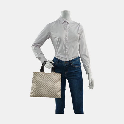 CELINE Tote bag White Coated Canvas Triumph Handbag Golden hardware-(SKU)-955765030