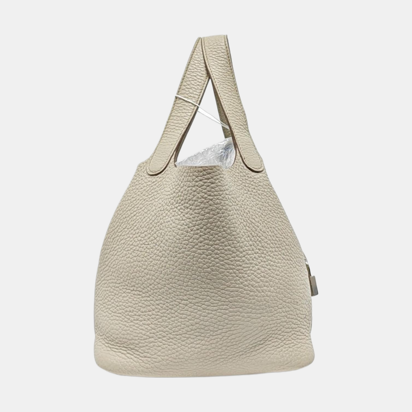 HERMÈS Picotin Lock 18 Glacier White Clemence Leather Market Basket Tote Bag with Silver Hardware U-(SKU)-955853824