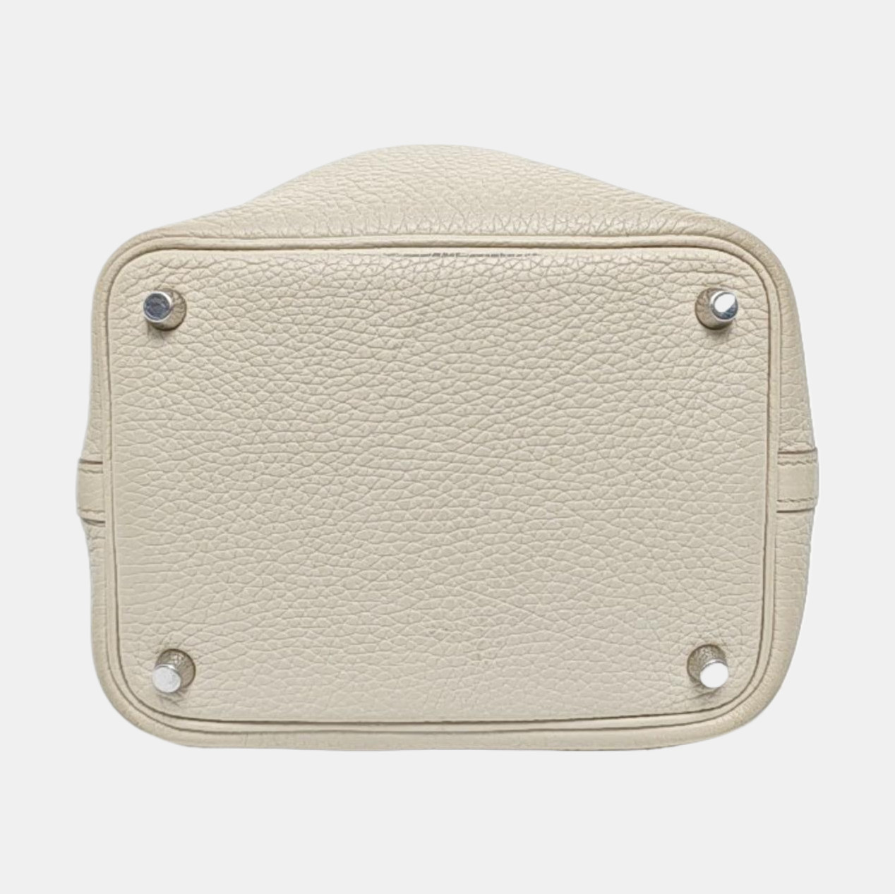 HERMÈS Picotin Lock 18 Glacier White Clemence Leather Market Basket Tote Bag with Silver Hardware U-(SKU)-955853824
