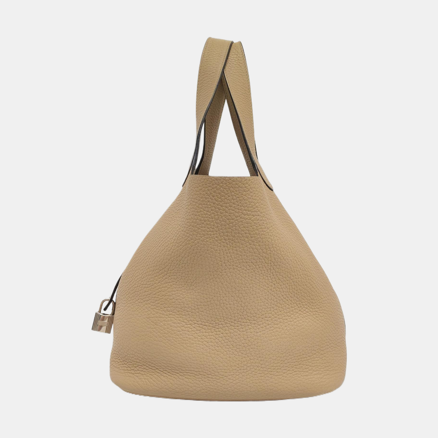 HERMÈS Picotin Lock 22 Khaki Clemence Leather Basket Handbag with Silver Hardware and X Engraving-(SKU)-955859168