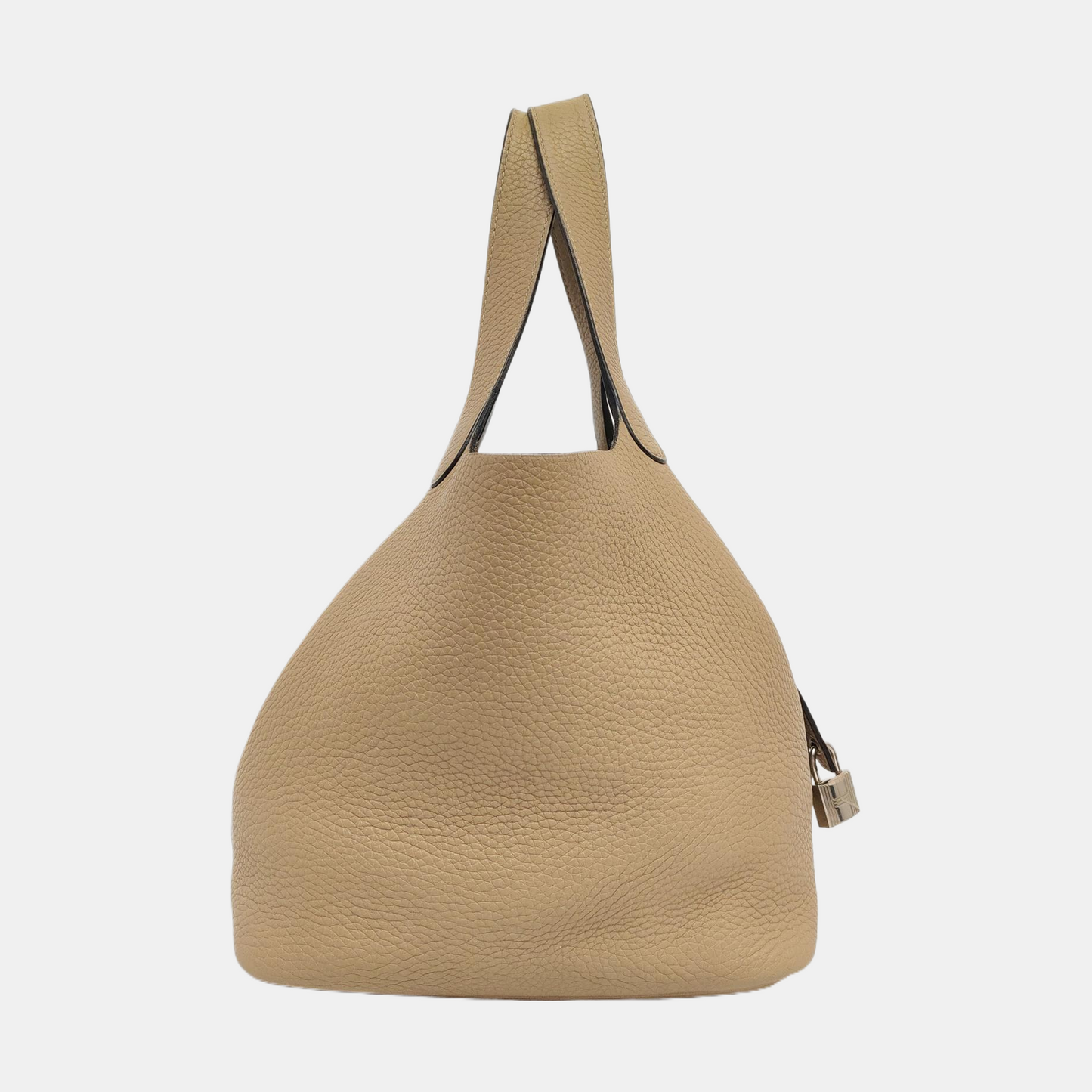 HERMÈS Picotin Lock 22 Khaki Clemence Leather Basket Handbag with Silver Hardware and X Engraving-(SKU)-955859168