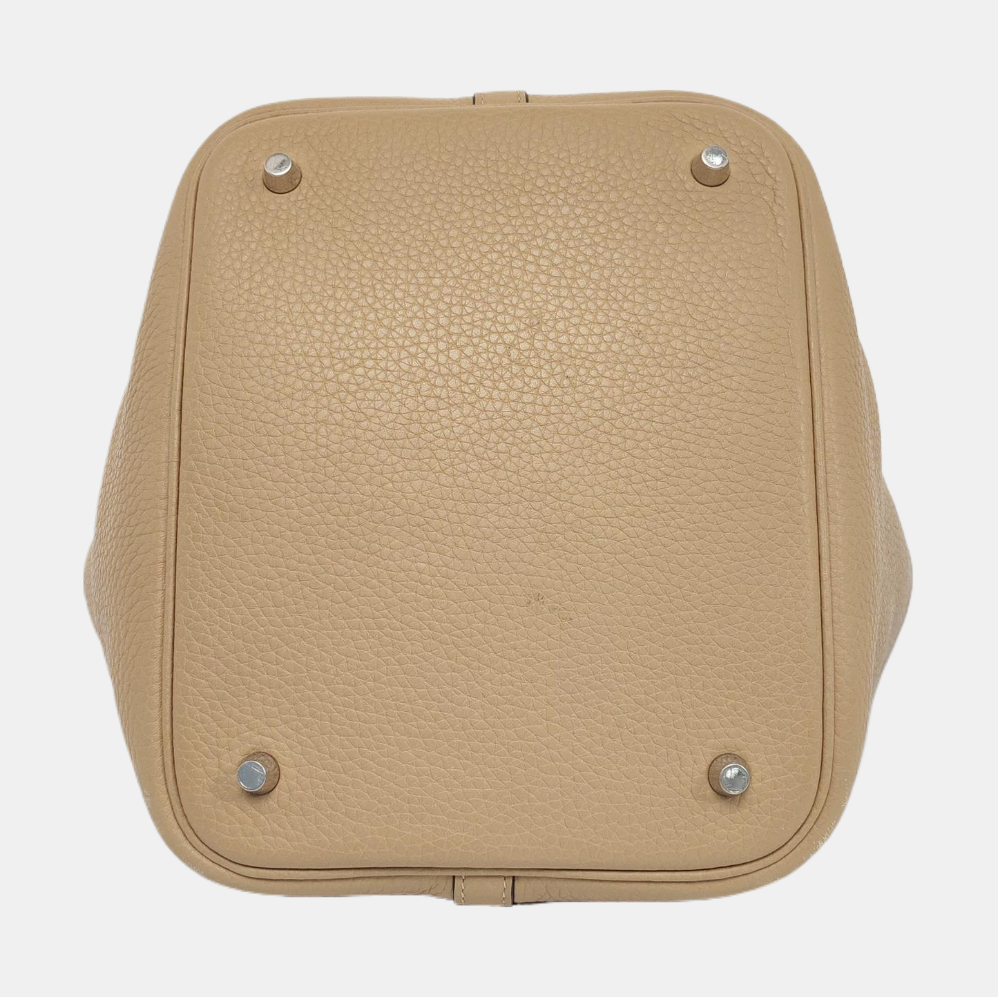 HERMÈS Picotin Lock 22 Khaki Clemence Leather Basket Handbag with Silver Hardware and X Engraving-(SKU)-955859168