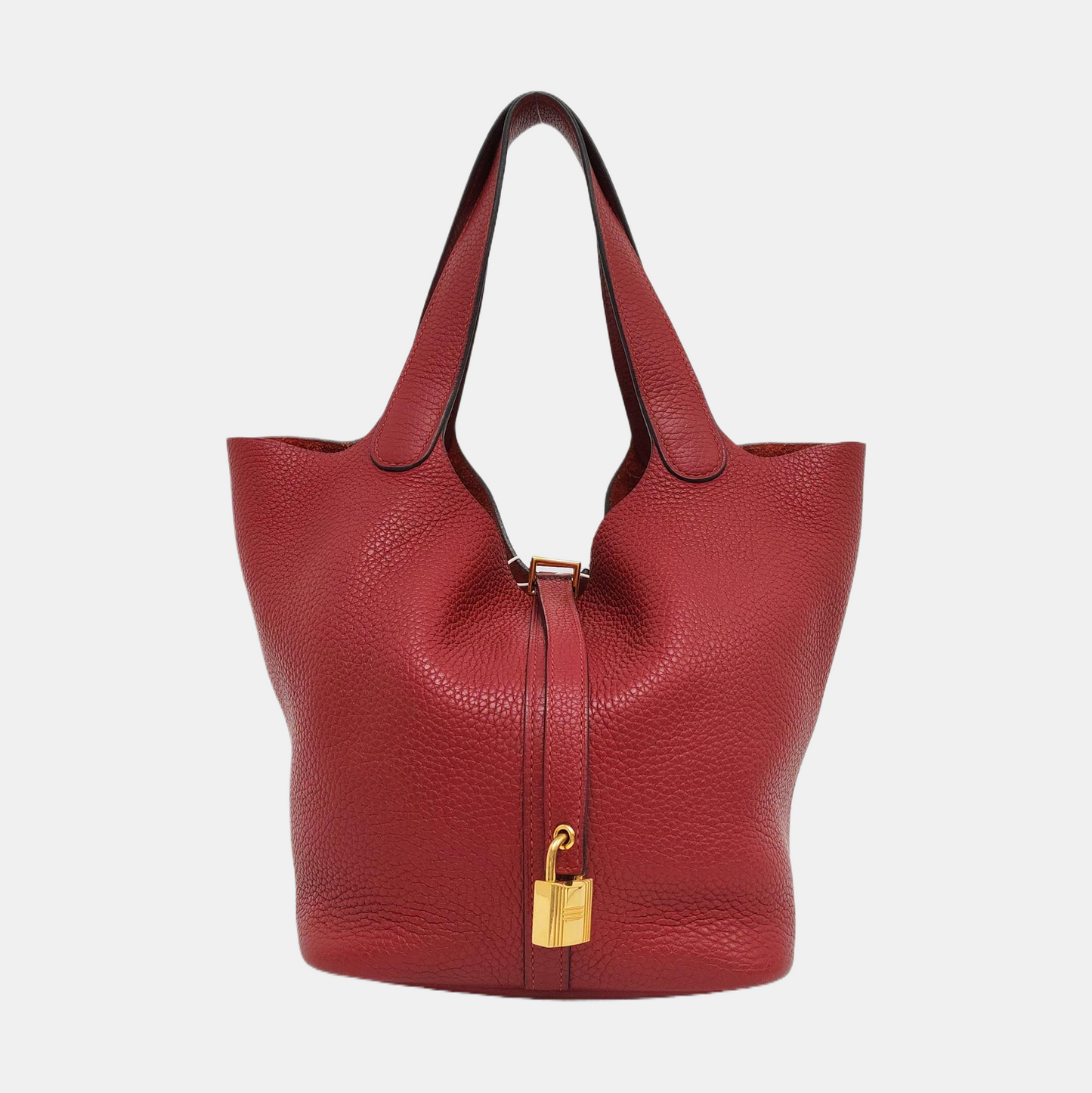 HERMÈS Picotin Lock 22 Pomegranate Red Clemence Leather Picotin Lock Handbag Gold Hardware Y Engraved-(SKU)-955861432