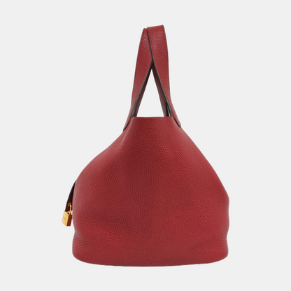 HERMÈS Picotin Lock 22 Pomegranate Red Clemence Leather Picotin Lock Handbag Gold Hardware Y Engraved-(SKU)-955861432