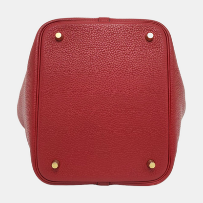 HERMÈS Picotin Lock 22 Pomegranate Red Clemence Leather Picotin Lock Handbag Gold Hardware Y Engraved-(SKU)-955861432
