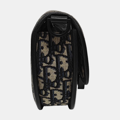 DIOR Gallop Black Canvas Monogram Crossbody Bag Single Shoulder Bag Removable Shoulder Straps-(SKU)-955894227
