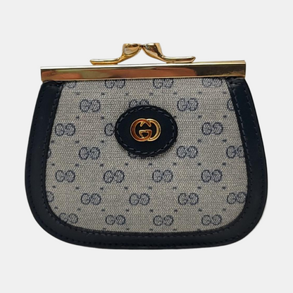 GUCCI Grey Canvas Monogram Mini Coin Purse Golden hardware-(SKU)-955832348