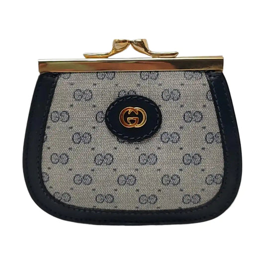 GUCCI Grey Canvas Monogram Mini Coin Purse Golden hardware-(SKU)-955832348