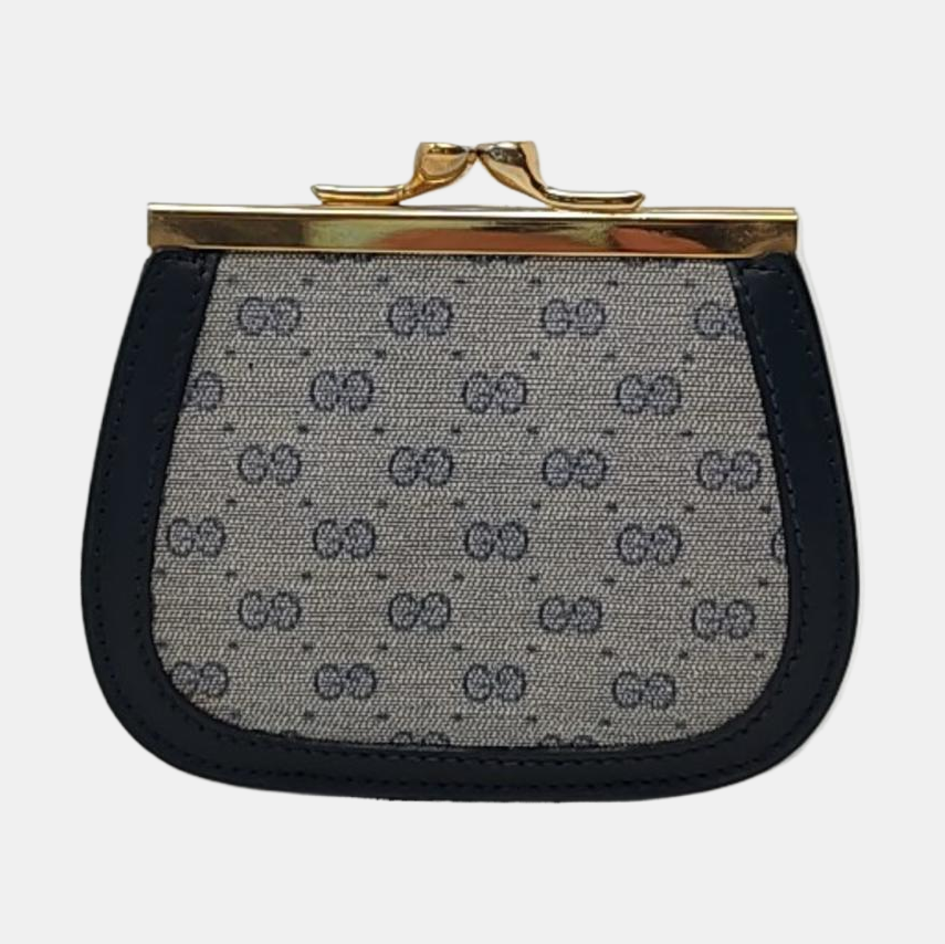 GUCCI Grey Canvas Monogram Mini Coin Purse Golden hardware-(SKU)-955832348