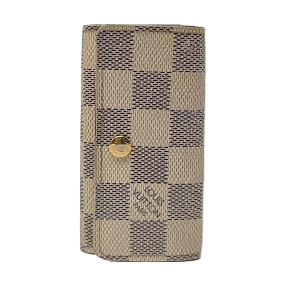LOUIS VUITTON White Coated Canvas Checkerboard Key Case Golden hardware-(SKU)-955829929