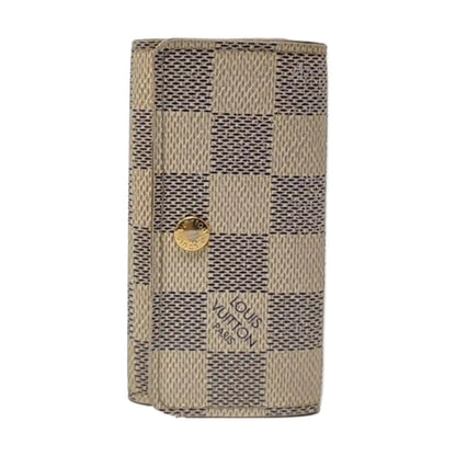 LOUIS VUITTON White Coated Canvas Checkerboard Key Case Golden hardware-(SKU)-955829929