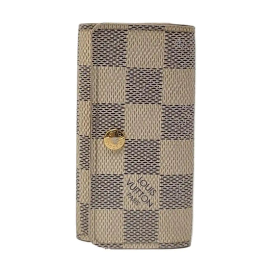 LOUIS VUITTON White Coated Canvas Checkerboard Key Case Golden hardware-(SKU)-955829929