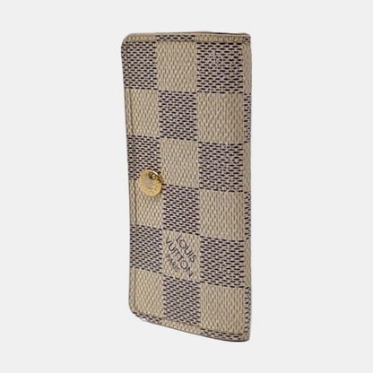 LOUIS VUITTON White Coated Canvas Checkerboard Key Case Golden hardware-(SKU)-955829929