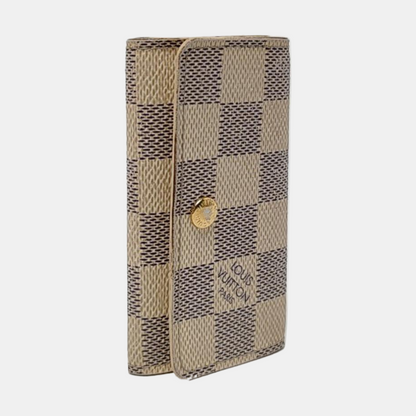 LOUIS VUITTON White Coated Canvas Checkerboard Key Case Golden hardware-(SKU)-955829929