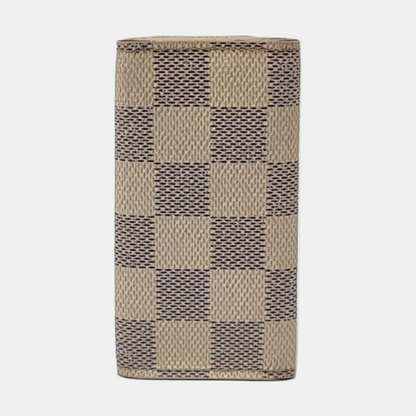 LOUIS VUITTON White Coated Canvas Checkerboard Key Case Golden hardware-(SKU)-955829929