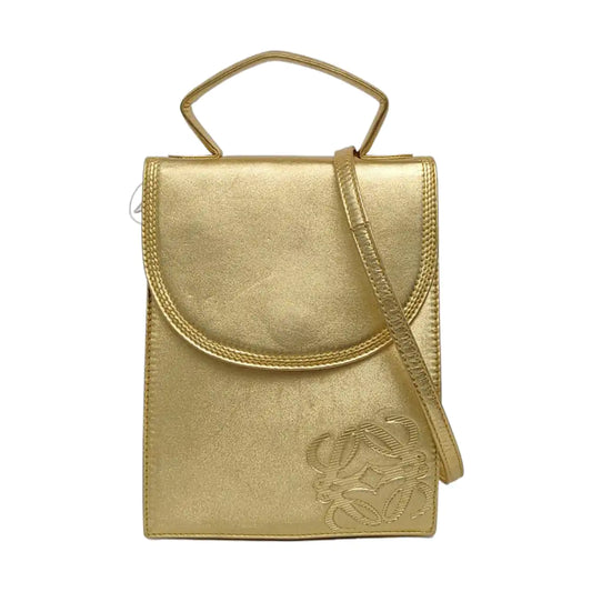 LOEWE Golden Leather Single Shoulder Crossbody Tote Bag Golden hardware Removable shoulder strap-(SKU)-955847634