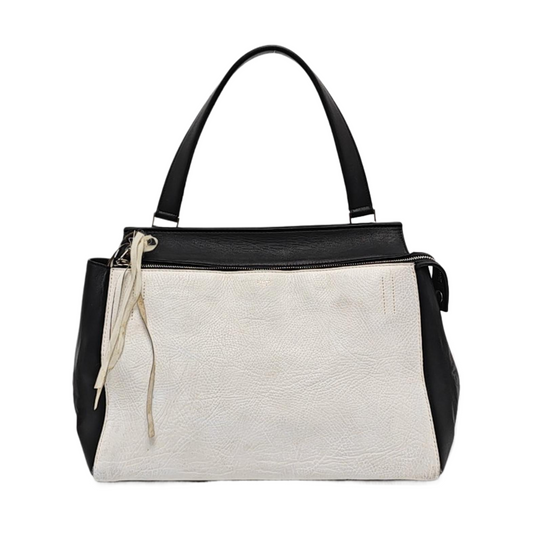 CELINE EDGE Medium size White Leather Handbag Silver Hardware-(SKU)-956017096