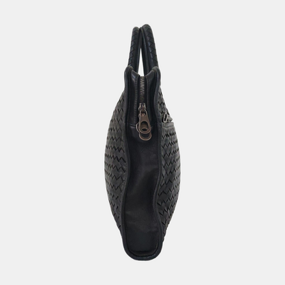 BOTTEGA VENETA Black Cowhide Braided Handbag Black hardware-(SKU)-955793328