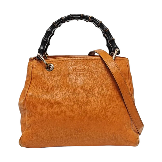 GUCCI Bamboo 1947 Ginger Yellow Calfskin Bamboo Handle Single Shoulder Bag Handbag Golden hardware Removable shoulder strap-(SKU)-956063224