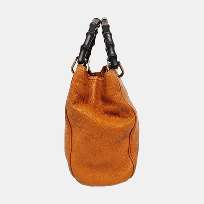 GUCCI Bamboo 1947 Ginger Yellow Calfskin Bamboo Handle Single Shoulder Bag Handbag Golden hardware Removable shoulder strap-(SKU)-956063224