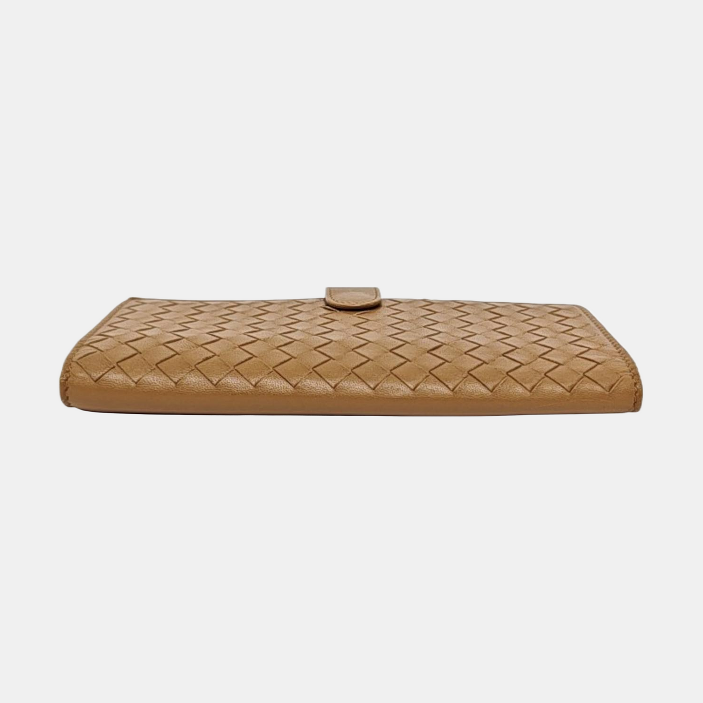 BOTTEGA VENETA Brown Lamb Skin Braided Wallet Black hardware-(SKU)-956008487