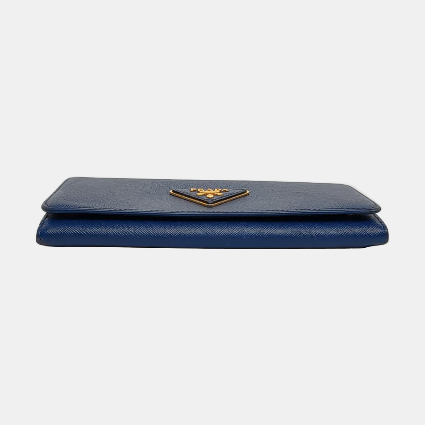 PRADA Blue Calfskin Logo Wallet Golden hardware-(SKU)-956067557