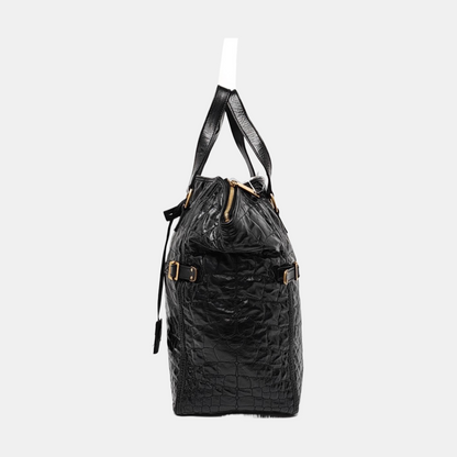 YSL DOWNTOWN CABASBlack牛皮铆钉,鳄鱼纹Handheld包-(SKU)-956018477