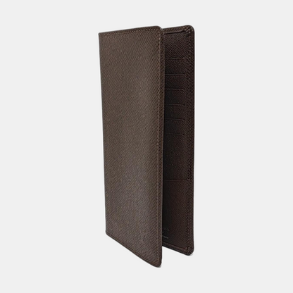 LOUIS VUITTON BRAZZA Brown Cowhide Wallet Silver Hardware Complete Accessories-(SKU)-956018546