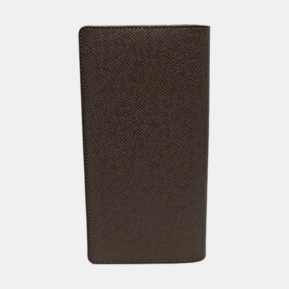 LOUIS VUITTON BRAZZA Brown Cowhide Wallet Silver Hardware Complete Accessories-(SKU)-956018546
