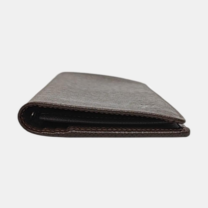 LOUIS VUITTON BRAZZA Brown Cowhide Wallet Silver Hardware Complete Accessories-(SKU)-956018546