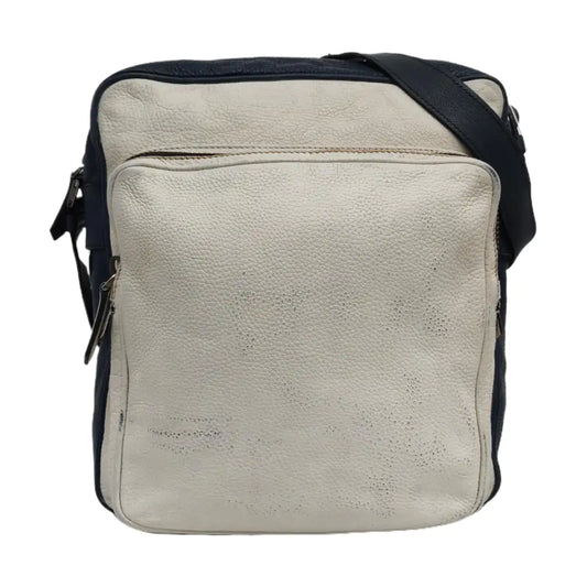 PRADA Tote bag White Calfskin Leather Monogrammed Single Shoulder Bag Silver Hardware-(SKU)-956075767