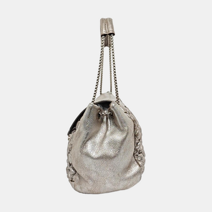 Alexander McQUEEN Silver Leather Quilted Single Shoulder Bag Tote Bag Silver Hardware-(SKU)-14444557