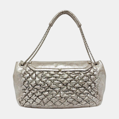 Alexander McQUEEN Silver Leather Quilted Single Shoulder Bag Tote Bag Silver Hardware-(SKU)-14444557
