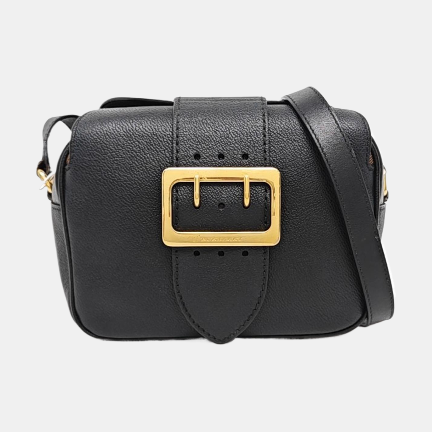 BURBERRY Buckle Black Cowhide Single Shoulder Bag Crossbody Bag Golden hardware-(SKU)-955784858