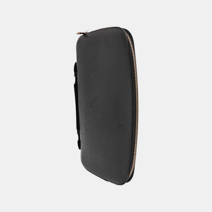 LOUIS VUITTON ATOLL Black Leather Clutch Handbag Silver Hardware-(SKU)-955895413