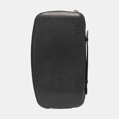 LOUIS VUITTON ATOLL Black Leather Clutch Handbag Silver Hardware-(SKU)-955895413