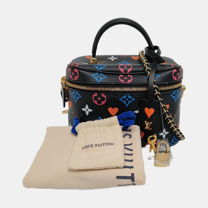 LOUIS VUITTON NICE Small Size Black Coated Canvas Printed Shoulder Bag, Tote Bag, Crossbody Bag with Golden Hardware and Detachable Strap-(SKU)-956355268