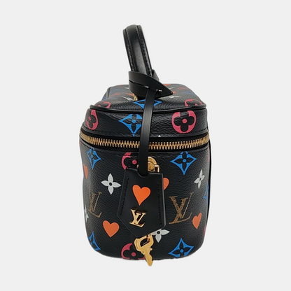 LOUIS VUITTON NICE Small Size Black Coated Canvas Printed Shoulder Bag, Tote Bag, Crossbody Bag with Golden Hardware and Detachable Strap-(SKU)-956355268