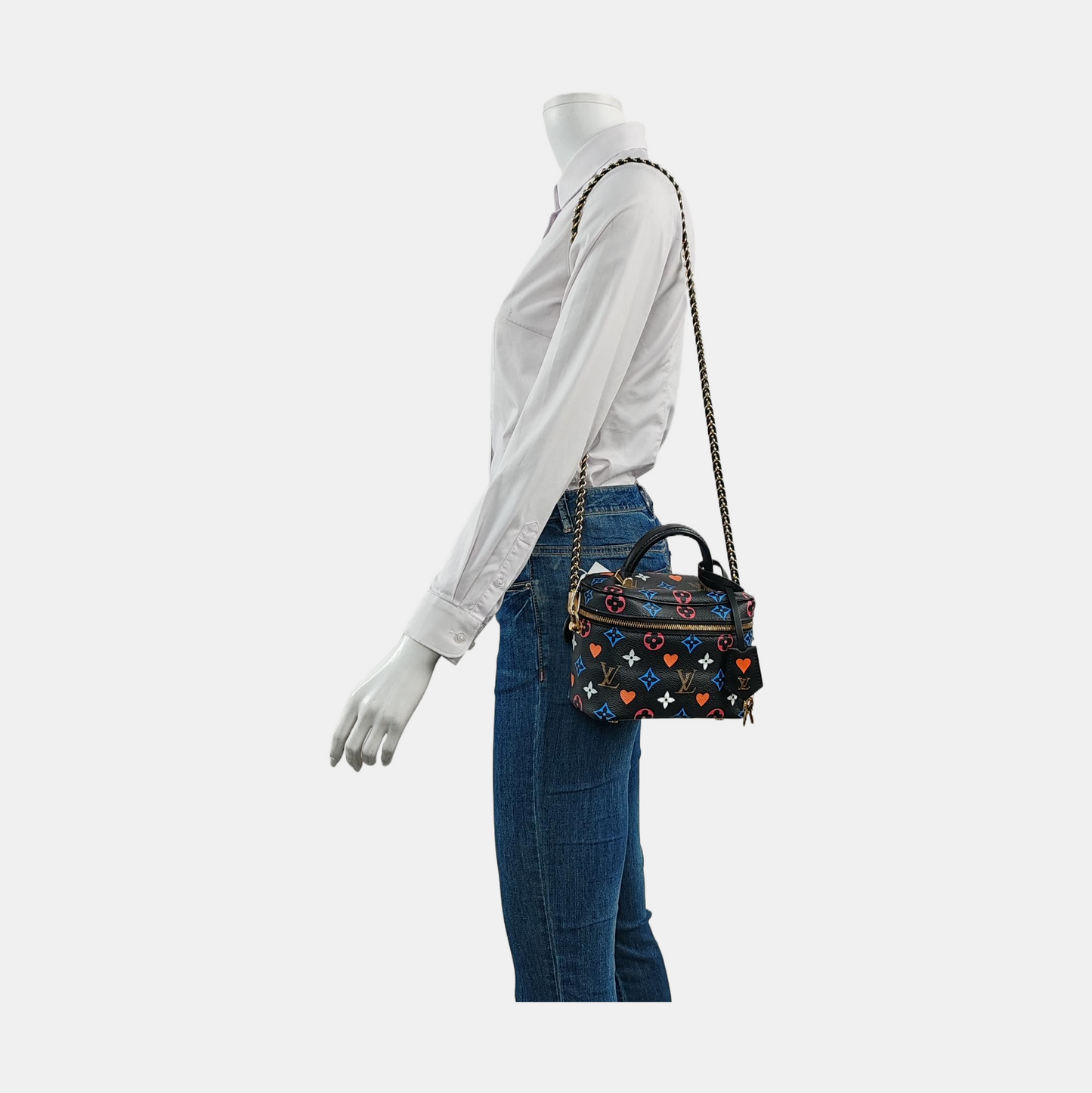 LOUIS VUITTON NICE Small Size Black Coated Canvas Printed Shoulder Bag, Tote Bag, Crossbody Bag with Golden Hardware and Detachable Strap-(SKU)-956355268