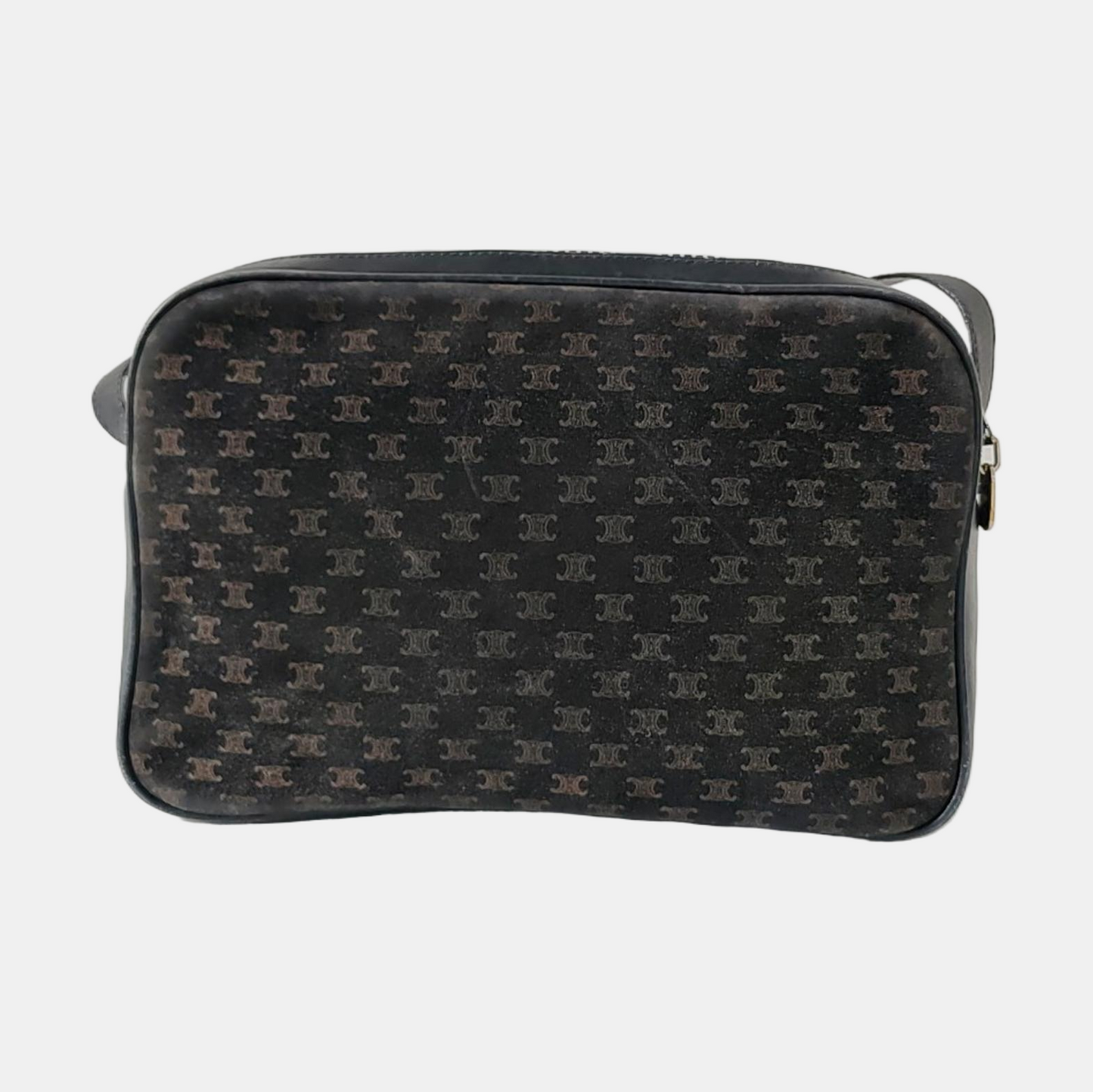 CELINE Camera Bag Black Velvet Leather Triumph Arch Crossbody Single Shoulder Bag Golden hardware-(SKU)-956103145
