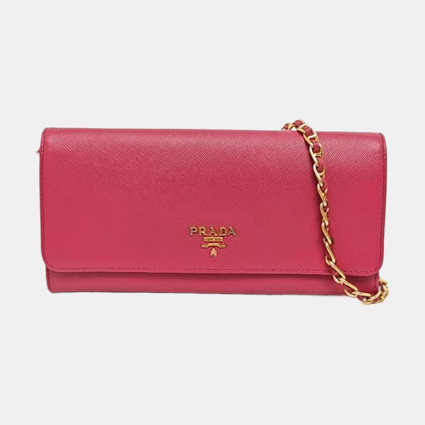 PRADA Pink Cowhide Crosshatch Crossbody and Shoulder Bag Golden hardware Removable shoulder strap-(SKU)-956276892