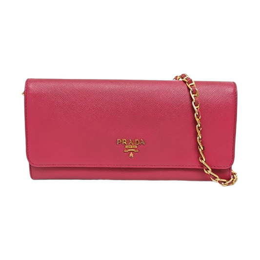 PRADA Pink Cowhide Crosshatch Crossbody and Shoulder Bag Golden hardware Removable shoulder strap-(SKU)-956276892