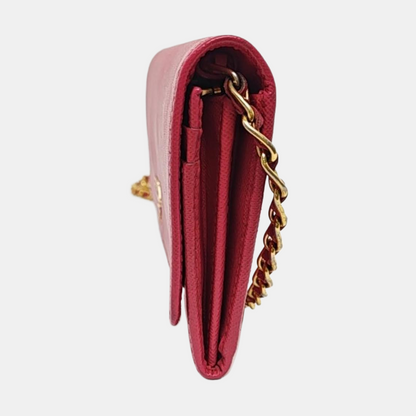 PRADA Pink Cowhide Crosshatch Crossbody and Shoulder Bag Golden hardware Removable shoulder strap-(SKU)-956276892