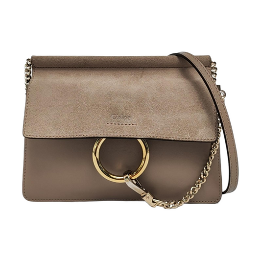 Chloé Faye mini Grey Leather Single Shoulder Bag Golden Silver Hardware-(SKU)-956268840
