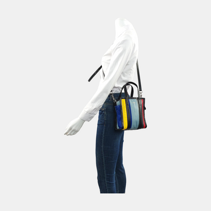 BALENCIAGA Bazar XXS Multicolor Sheepskin Single Shoulder Crossbody Handbag Silver Hardware Removable shoulder strap-(SKU)-952423256