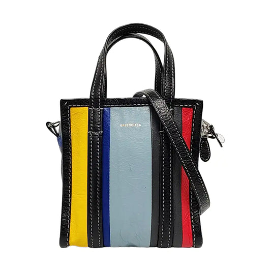 BALENCIAGA Bazar XXS Multicolor Sheepskin Single Shoulder Crossbody Handbag Silver Hardware Removable shoulder strap-(SKU)-952423256
