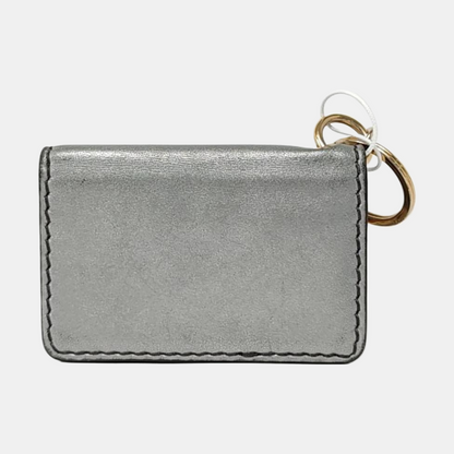 DIOR J'Adior Gray Cowhide Studs Card Case Golden hardware-(SKU)-956355272