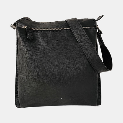 FENDI Black Cowhide Single Shoulder Bag Crossbody Bag Silver Hardware-(SKU)-940042749