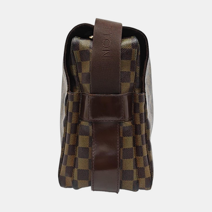 LOUIS VUITTON NAVIGLIO Brown Coated Canvas Checkered Single Shoulder Bag Crossbody Gold Brown Hardware-(SKU)-956274332