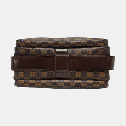 LOUIS VUITTON NAVIGLIO Brown Coated Canvas Checkered Single Shoulder Bag Crossbody Gold Brown Hardware-(SKU)-956274332